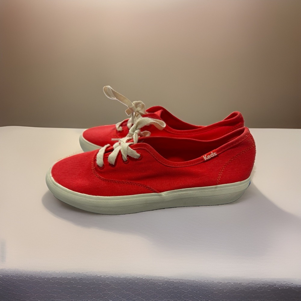 Keds Canvas Vibrant Coral Sneakers Women's Size 6.5 Medium NEW Red Pink